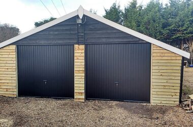 Timber black garage doors
