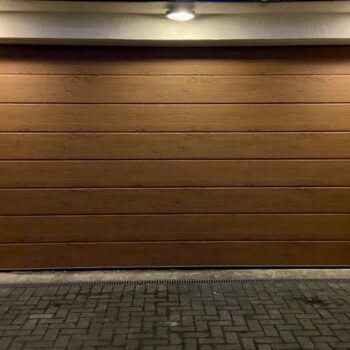 Carteck GSW40 Insulated Large Ribbed Golden Oak Automated Sectional Garage Door